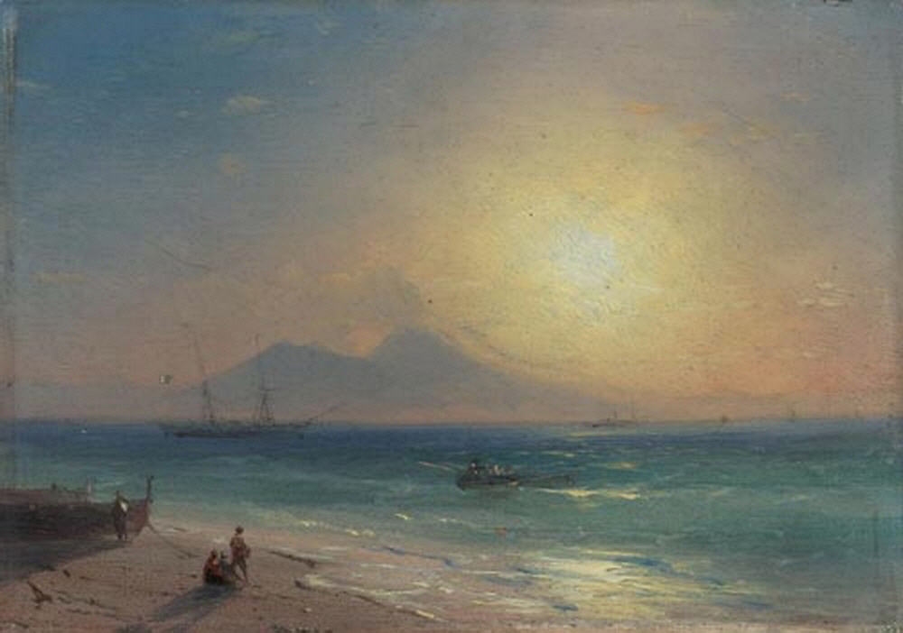 Die Kuste bei Neapel im Abendlicht. Um 1878 9,7 x 13,5.jpg